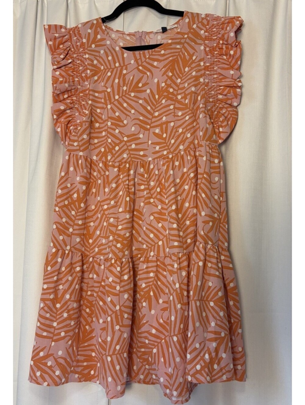 Michelle McDowell Everly Mini Dress In Palm Orange Salmon Pink Ruffle Small $88